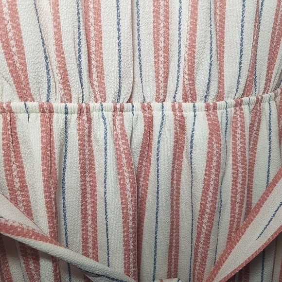 Monteau Faux Wrap Striped Short Sleeved Midi Dress With Tie Belt - Picture 7 of 10